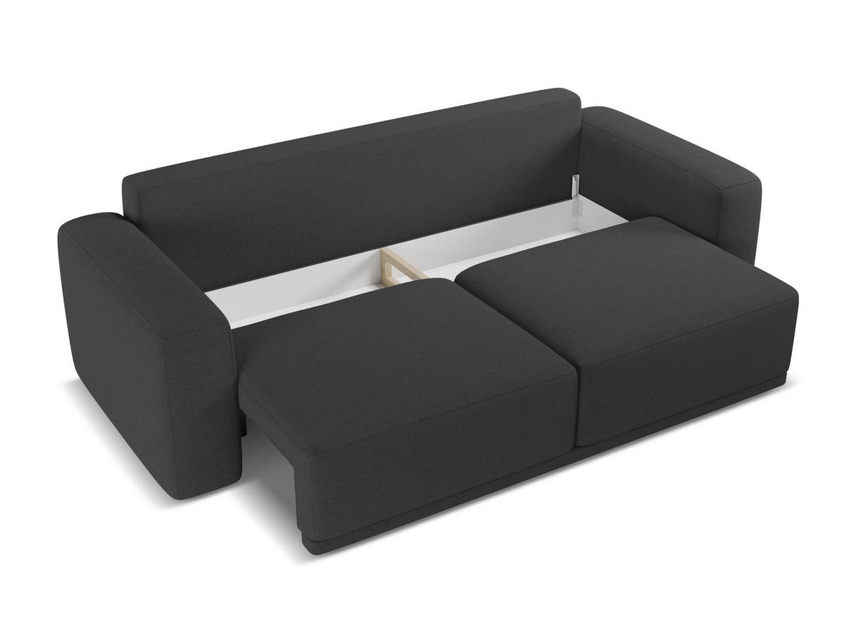3-SITZER SOFA mit Schlaffunktion Chenille Stoff Schwarz - Anthrazit/Schwarz, Kunststoff/Textil (242/91/100cm) - Makamii