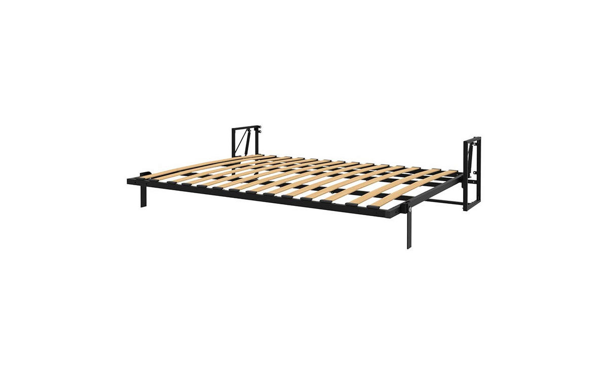 WANDBETT Morphy Classik Modulares SizeFlex- und TypeFlex-System - 200x160 Horizontal - Schwarz, Holz (200/160cm) - WallBedKing