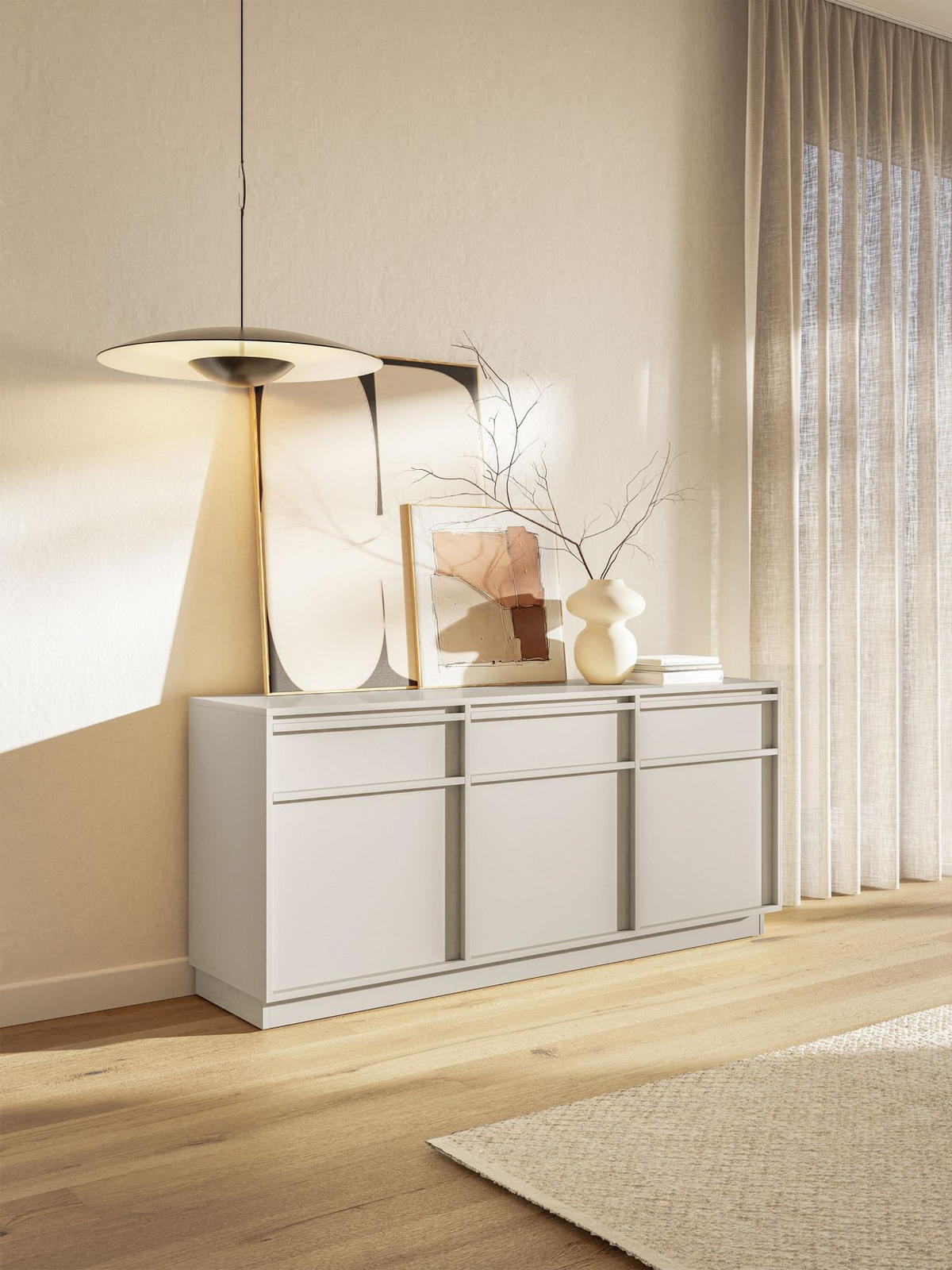 SIDEBOARD Evo Greige 154 cm - Kaschmir, Holzwerkstoff (154/68.6/39cm) - Selsey