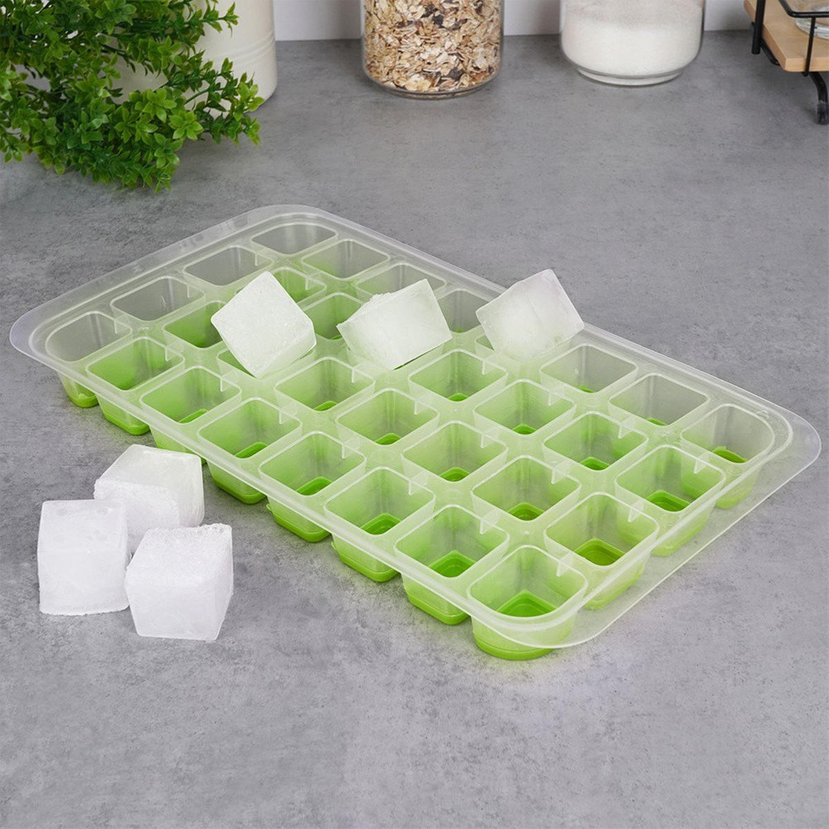 EISWÜRFELFORM Silikonboden für 32 Würfel Grün - Klar, Kunststoff (32.5/3/18cm) - Orion 