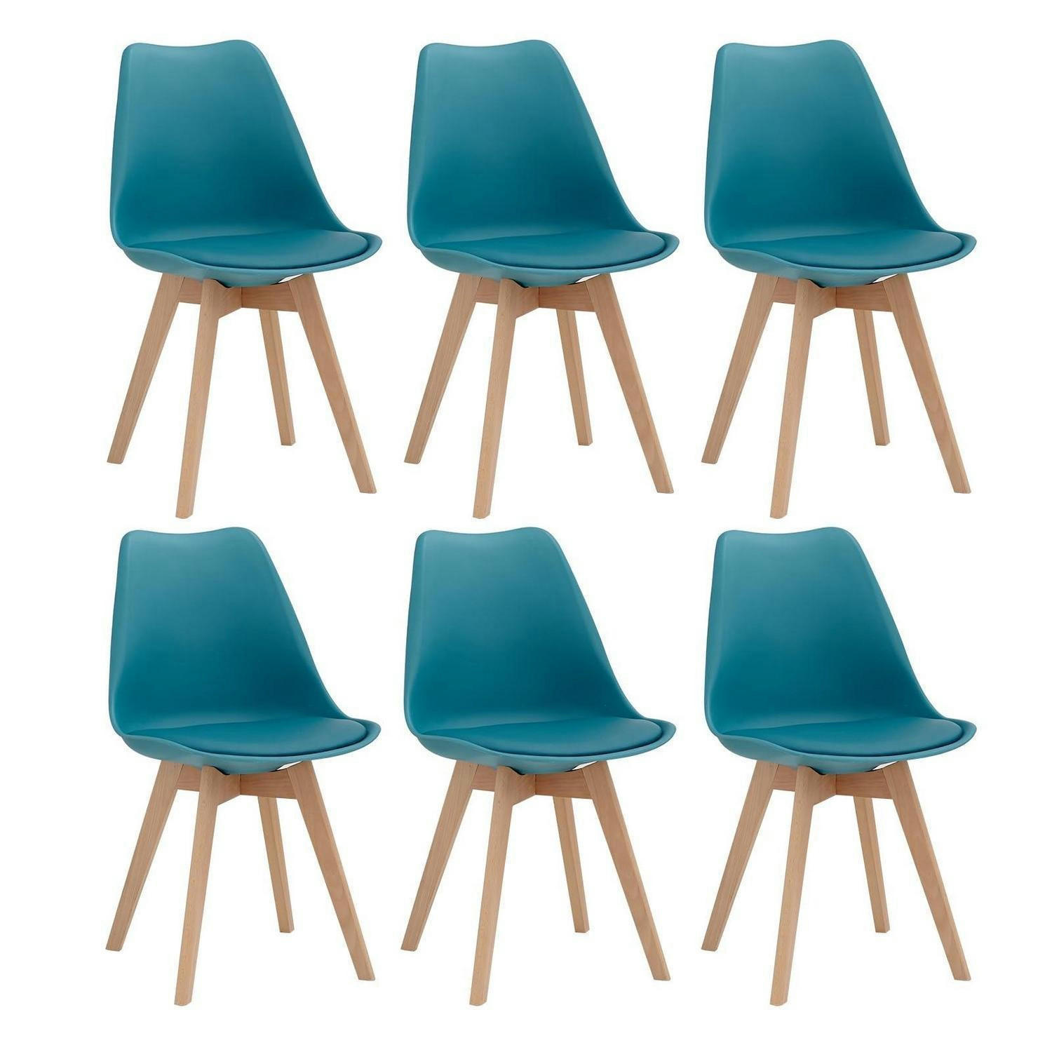 ESSZIMMERSTÜHLE 6er-Set Dunkelgrün Buchenholzbeine - Türkis, Kunststoff (40/83/40cm)