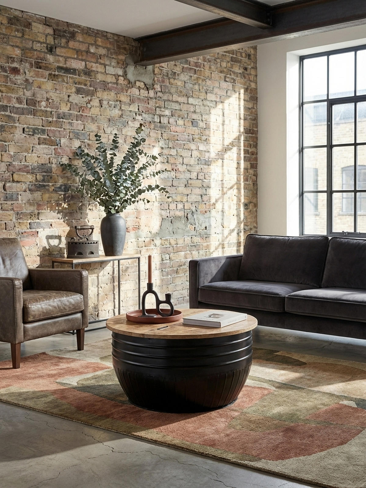 COUCHTISCH Mango Massivholz Industrial Stil mit Stauraum handgefertigtes Unikat - Schwarz, Holz/Metall (60/60/41cm) - KADIMA DESIGN