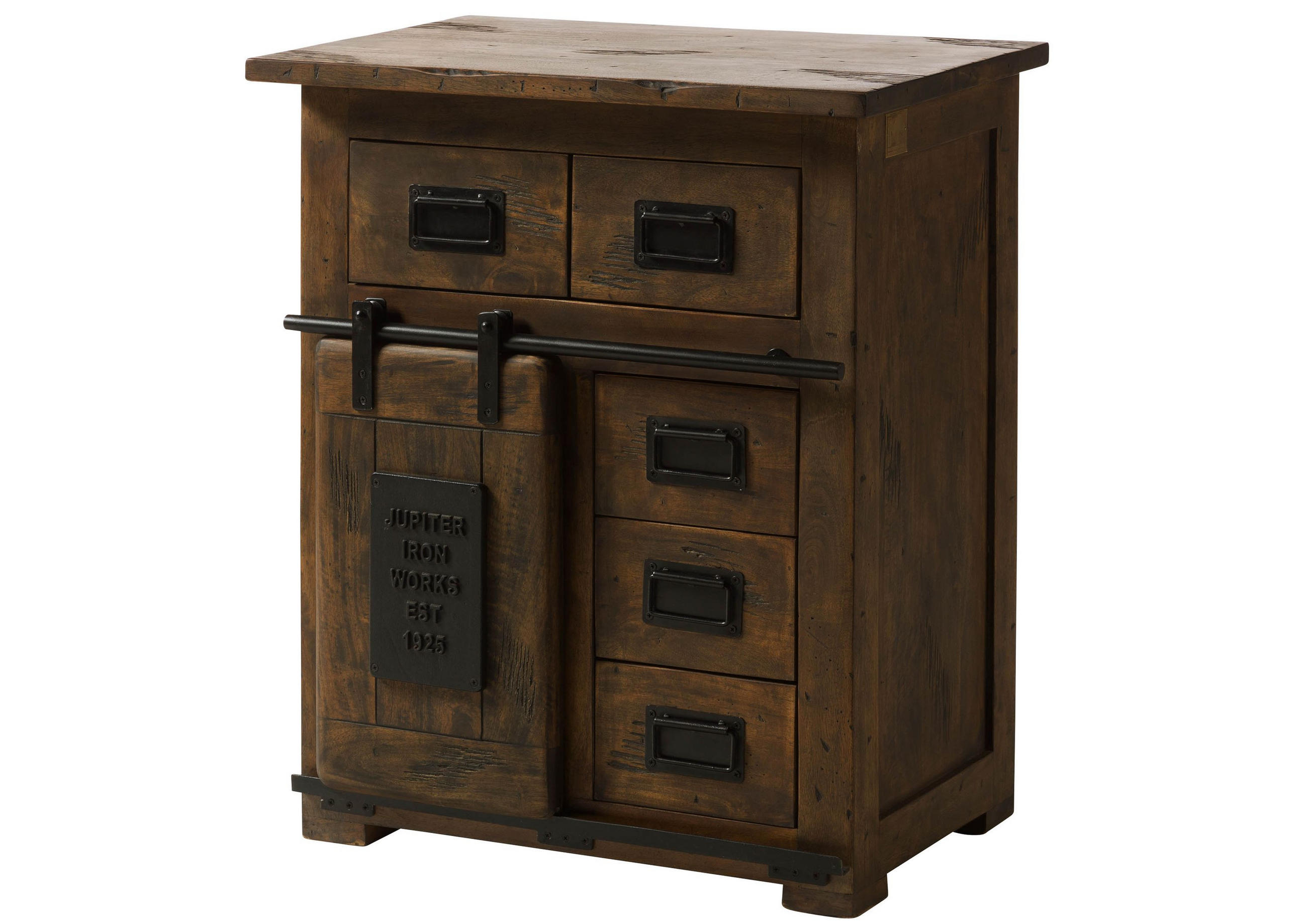 KOMMODE Mango 70x45x85 braun lackiert RAILWAY #411 - Braun, Holz (70/85/45cm) - Massivmoebel24
