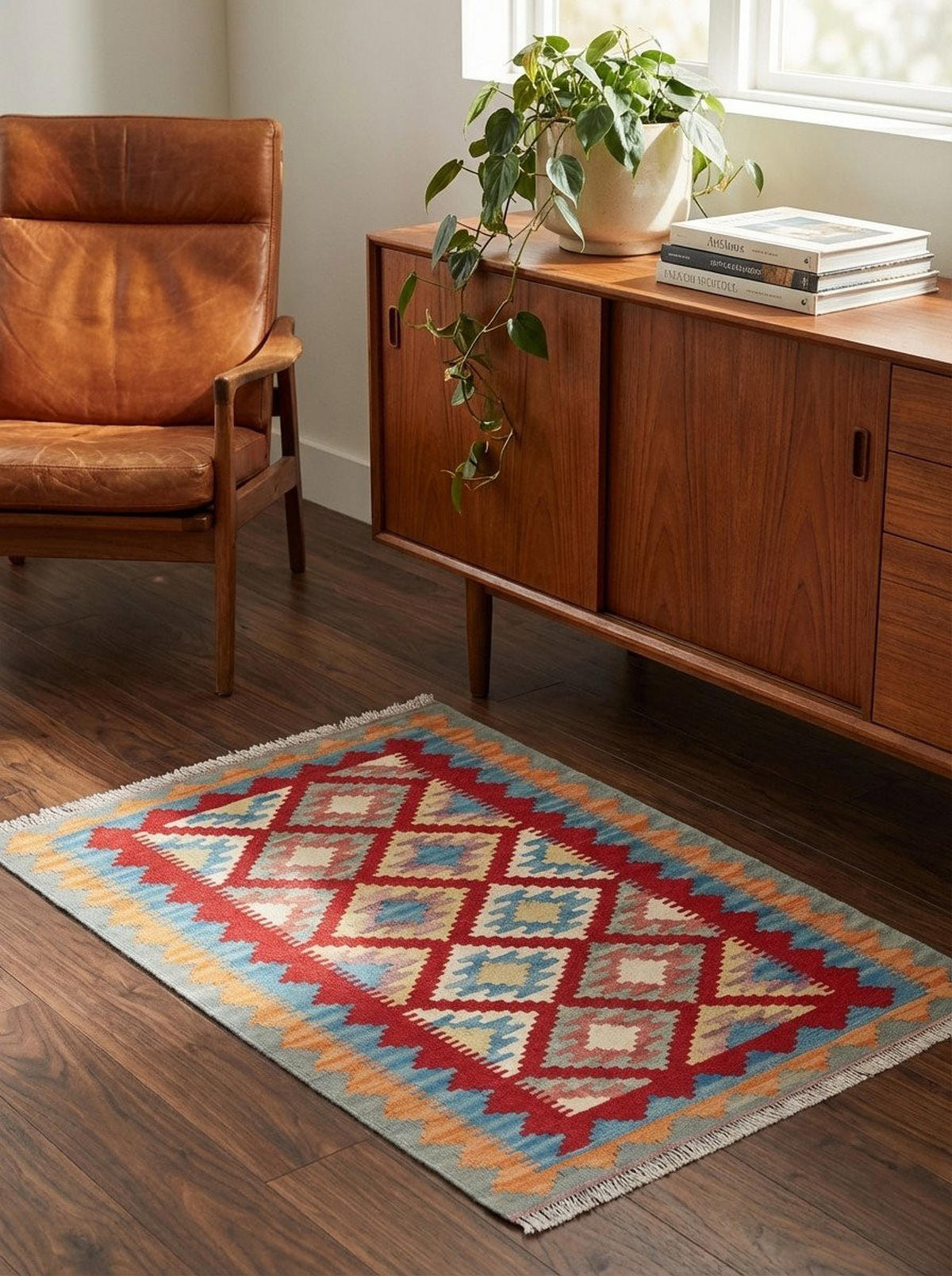 HANDWEBTEPPICH Gashgai Kelim Rot 115/80 cm Schurwolle - Rot, Textil (80/115cm) - Looma