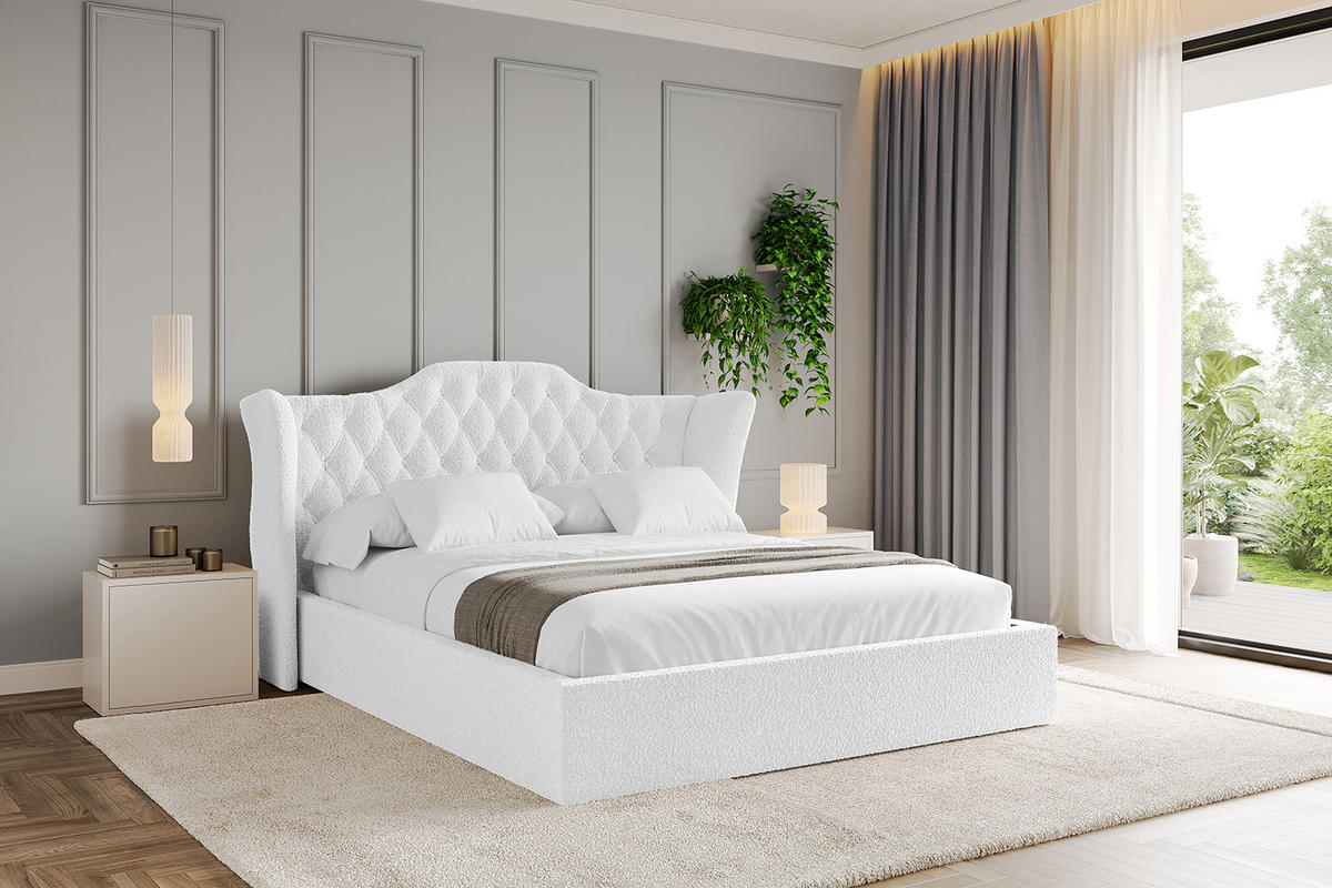POLSTERBETT mit Bettkasten und Lattenrost, Bett mit Matratze H3/H4 - ZORAN 180x200 Weiß - Weiß, Holzwerkstoff/Textil (180/200cm) - ALTDECOR