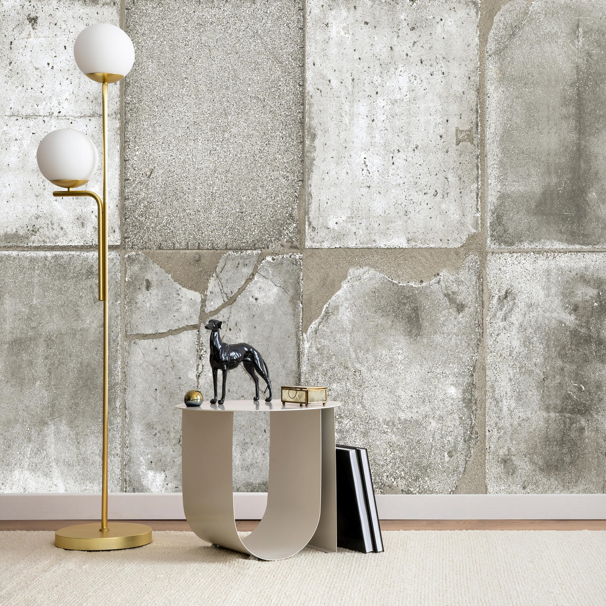 FOTOTAPETE Betonplatten Beton Optik Abstraktion 400x280 - Beige/Grau, Papier (400/280cm) - Muralo