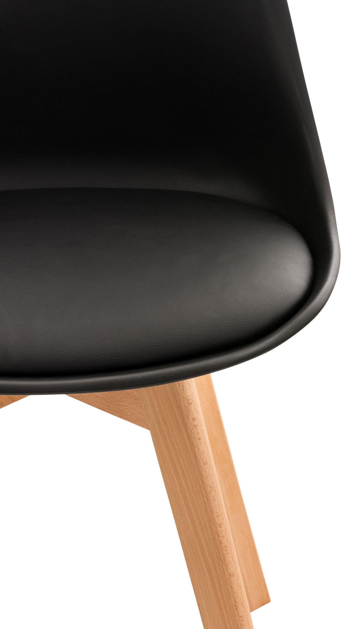 STUHL Kunststoff schwarz - Eukalyptusholzfarben/Schwarz, Holz/Kunststoff (49/83/50cm) - CLP