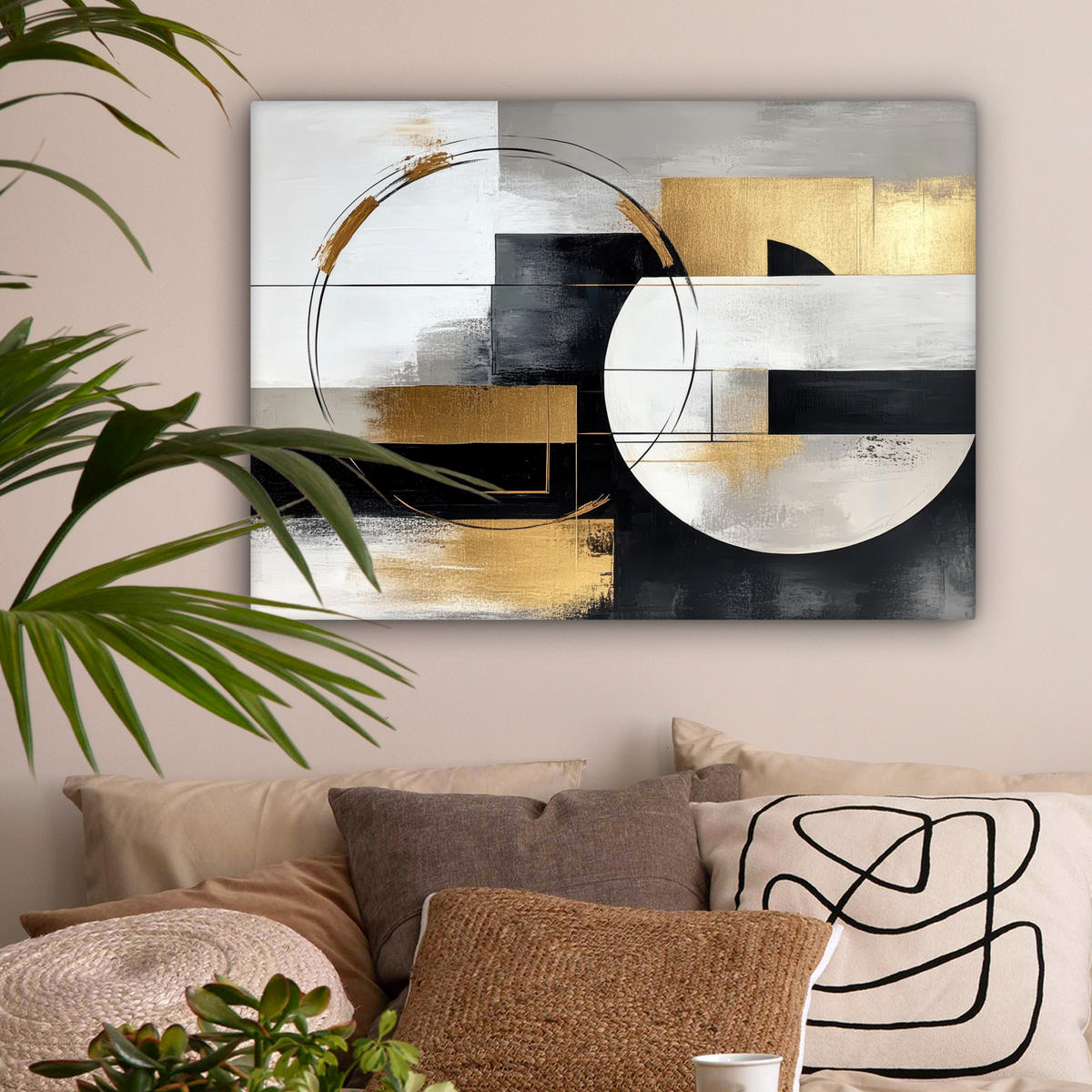 OBRAZ NA PLÁTNE Abstraktné - Zlato - Striebro - Tvary - Estetické 80x60 cm - viacfarebná, textil (80/60cm) - MuchoWow