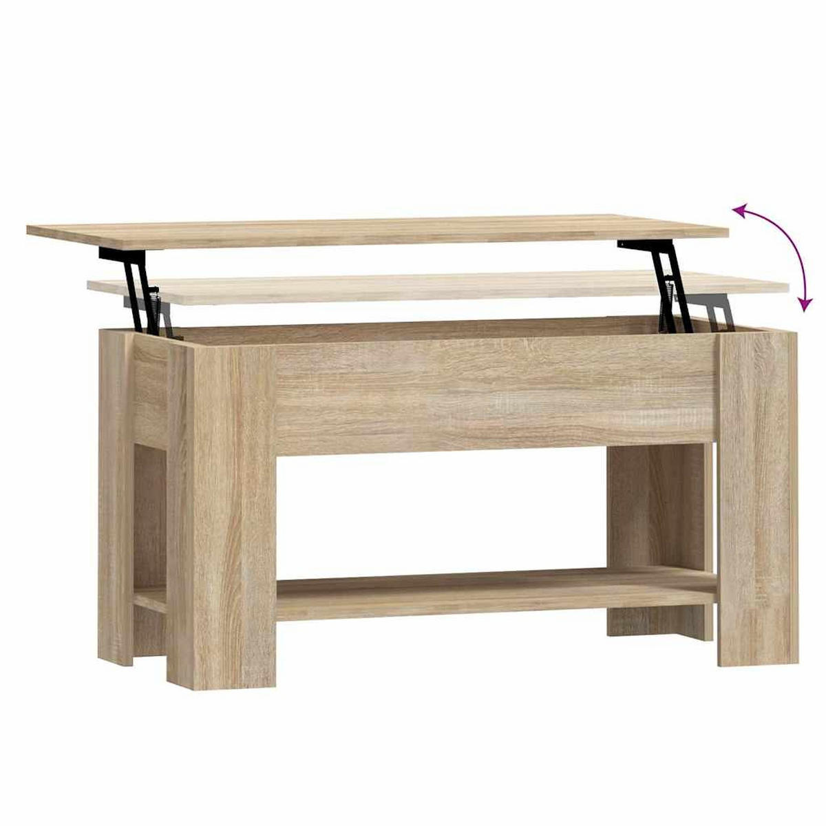 COUCHTISCH 101/49/52 cm aus Holzwerkstoff Sonoma-Eiche mit Höhenverstellbarer Tischplatte - Sonoma Eiche, Holz (49/101/52cm) - vidaXL