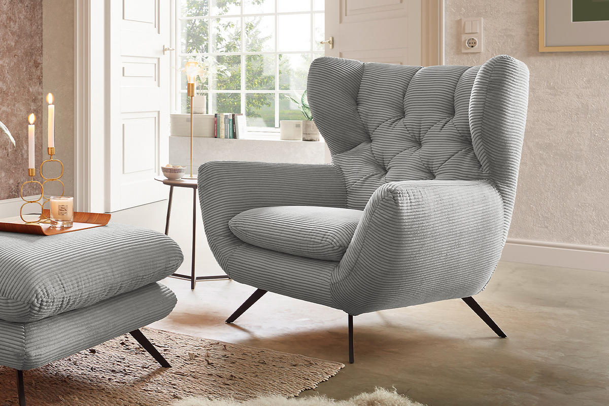 SITZGRUPPE CHARME Hellgrau - Hellgrau, Textil (200/94/95cm) - KAWOLA