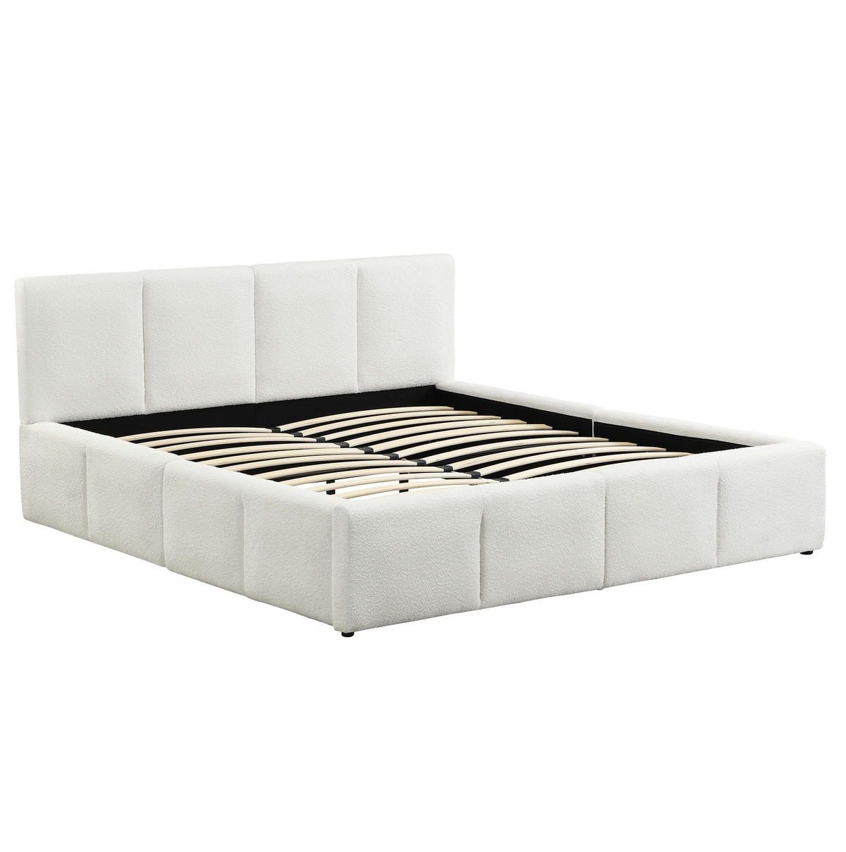 POLSTERBETT 180/200 cm mit Lattenrost, gepolstertem Kopfteil und Bouclé-Bezug, Beige - Beige, Textil (180/200cm) - Redom