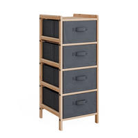 KOMMODE Bruno Grau 34.5 x 86 cm mit 4 Stoffschubladen - Naturfarben/Grau, Holzwerkstoff (34.5/86/36.5cm) - Vicco
