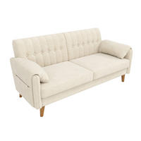 2-SITZER-SOFA Chenille mit Massivholzbeinen, DE-42464, Beige - Beige, Holzwerkstoff (161.5/83.5/79cm) - ComfortXL