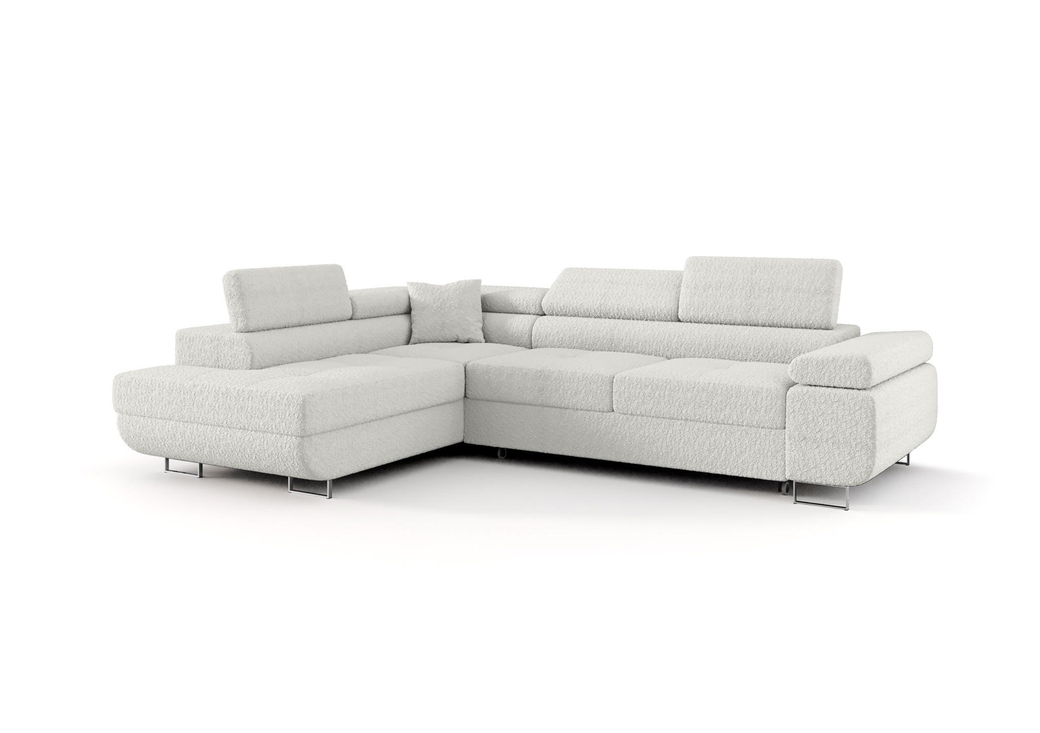 ECKSOFA Monaro Mit Schlaffunktion - Weiß, Holzwerkstoff/Textil (275/202cm) - Fun Möbel