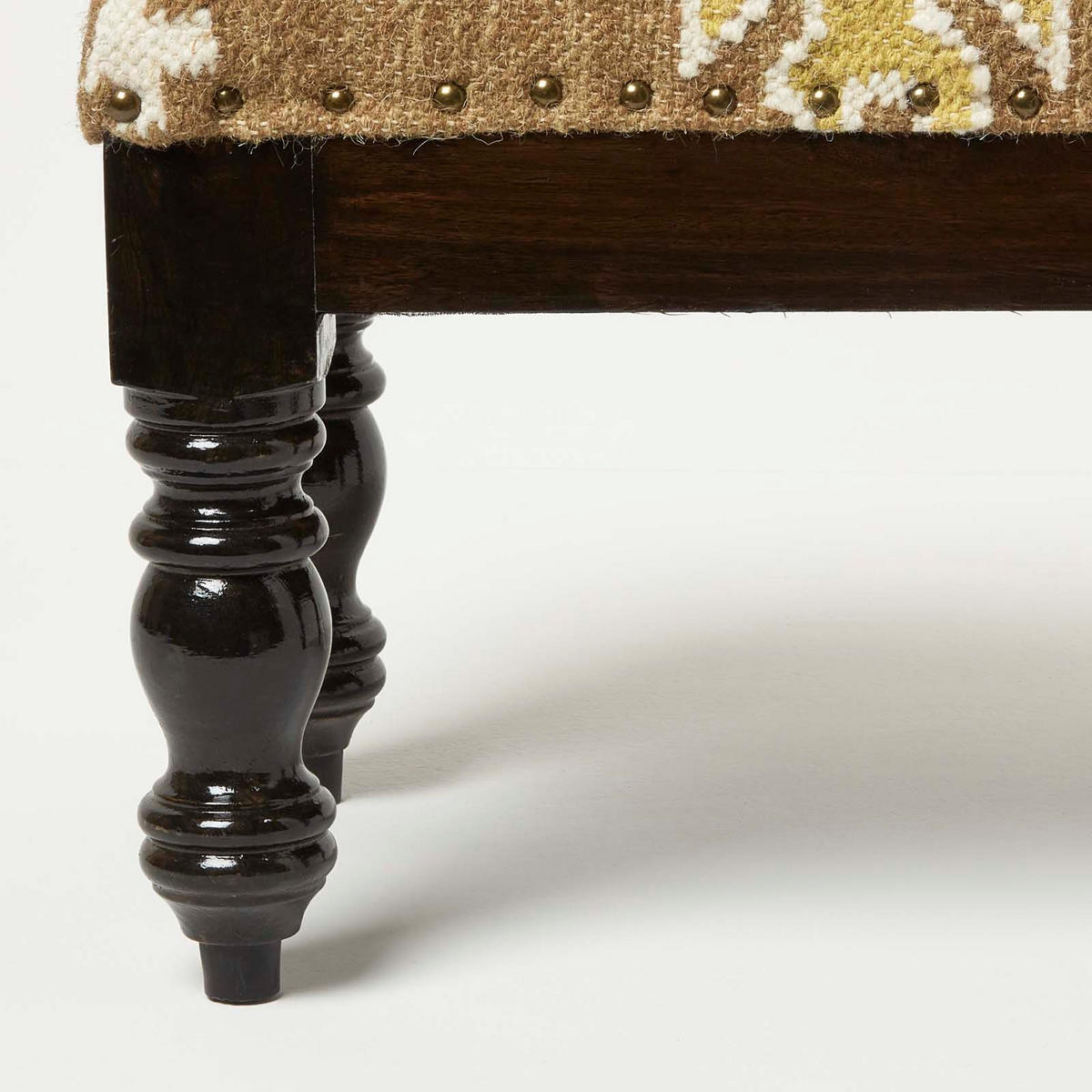KELIM-HOCKER Jaipur mit Holzbeinen, Ethno-Muster, 50/40/30 cm - Multicolor, Textil (30/40/50cm) - Homescapes
