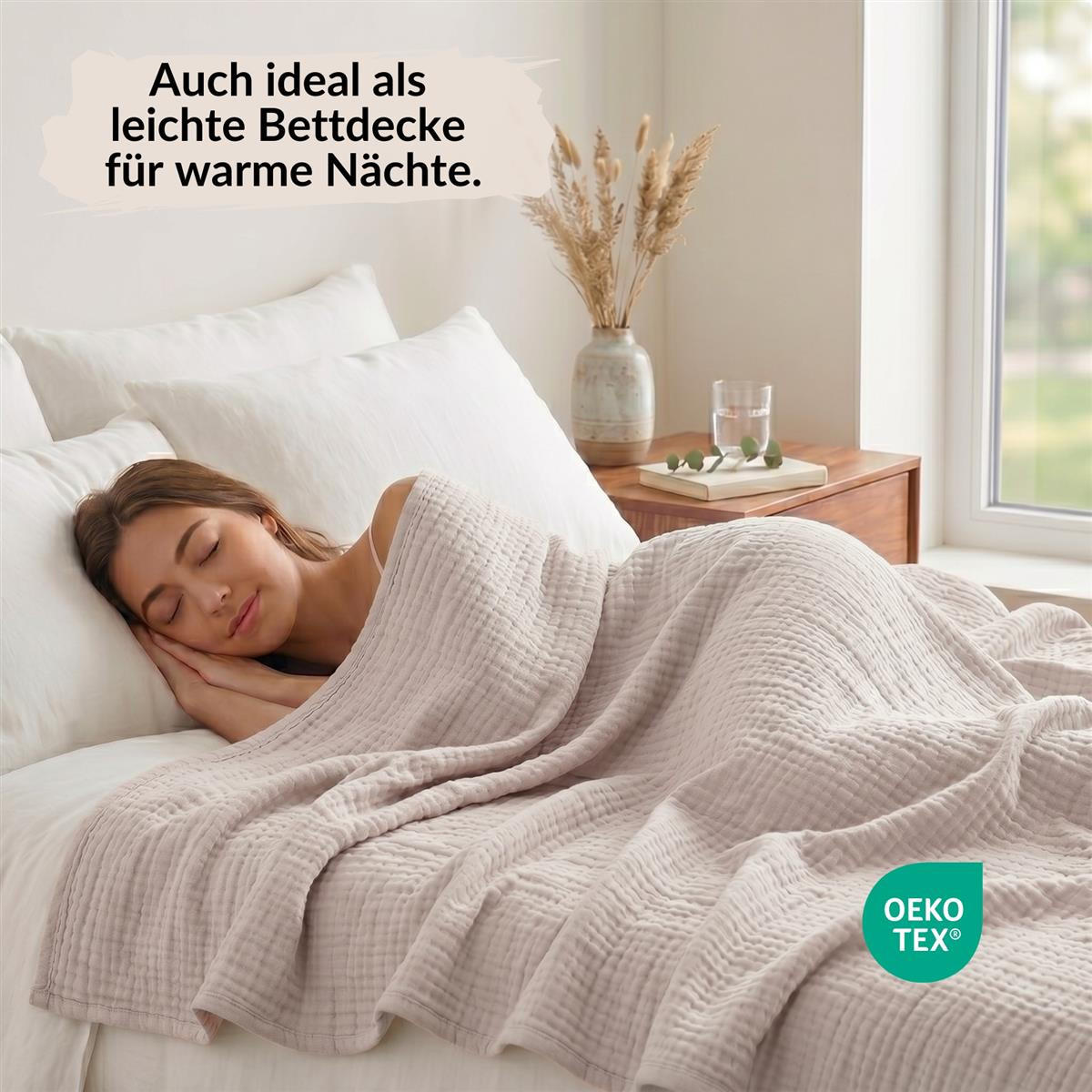 WOHNDECKE Musselin 150 x 200 cm, Leichte Kuscheldecke aus 100% Baumwolle - Nutzbar als Tagesdecke, Plaid oder Decke für Sofa, Couch & Bett - Zartrosa - Rosa, Textil (150/200cm) - Carpe Sonno