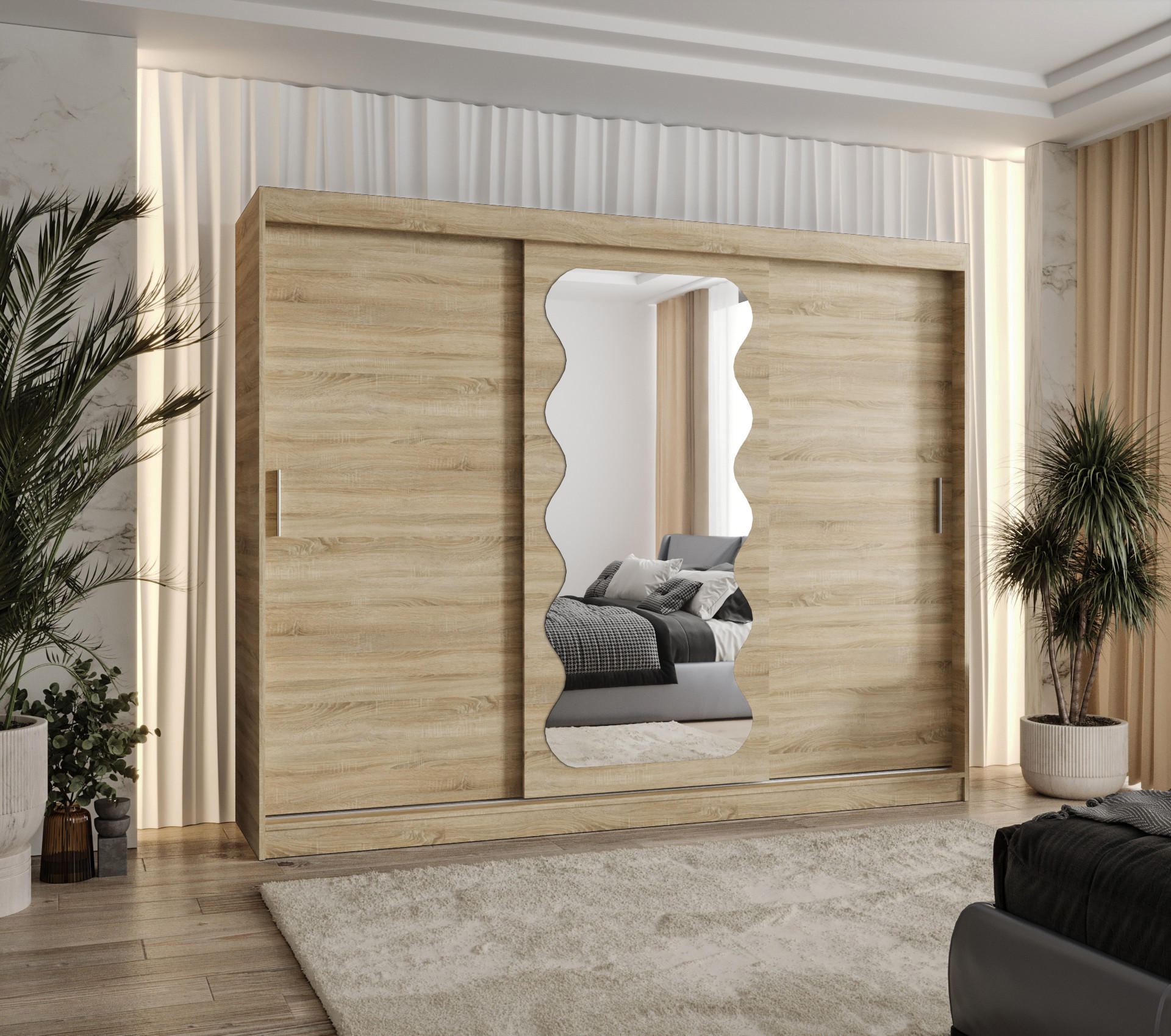SCHWEBETÜRENSCHRANK 200/250/62 3-türig - Silberfarben/Sonoma Eiche, Holz (250/200/62cm) - MÖBEL KRYSPOL