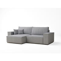 ECKSOFA MIT SCHLAFFUNKTION Zaya Hellgrau Webstoff - Hellgrau/Schwarz, Holz/Holzwerkstoff (255/148cm) - Maison de Reve