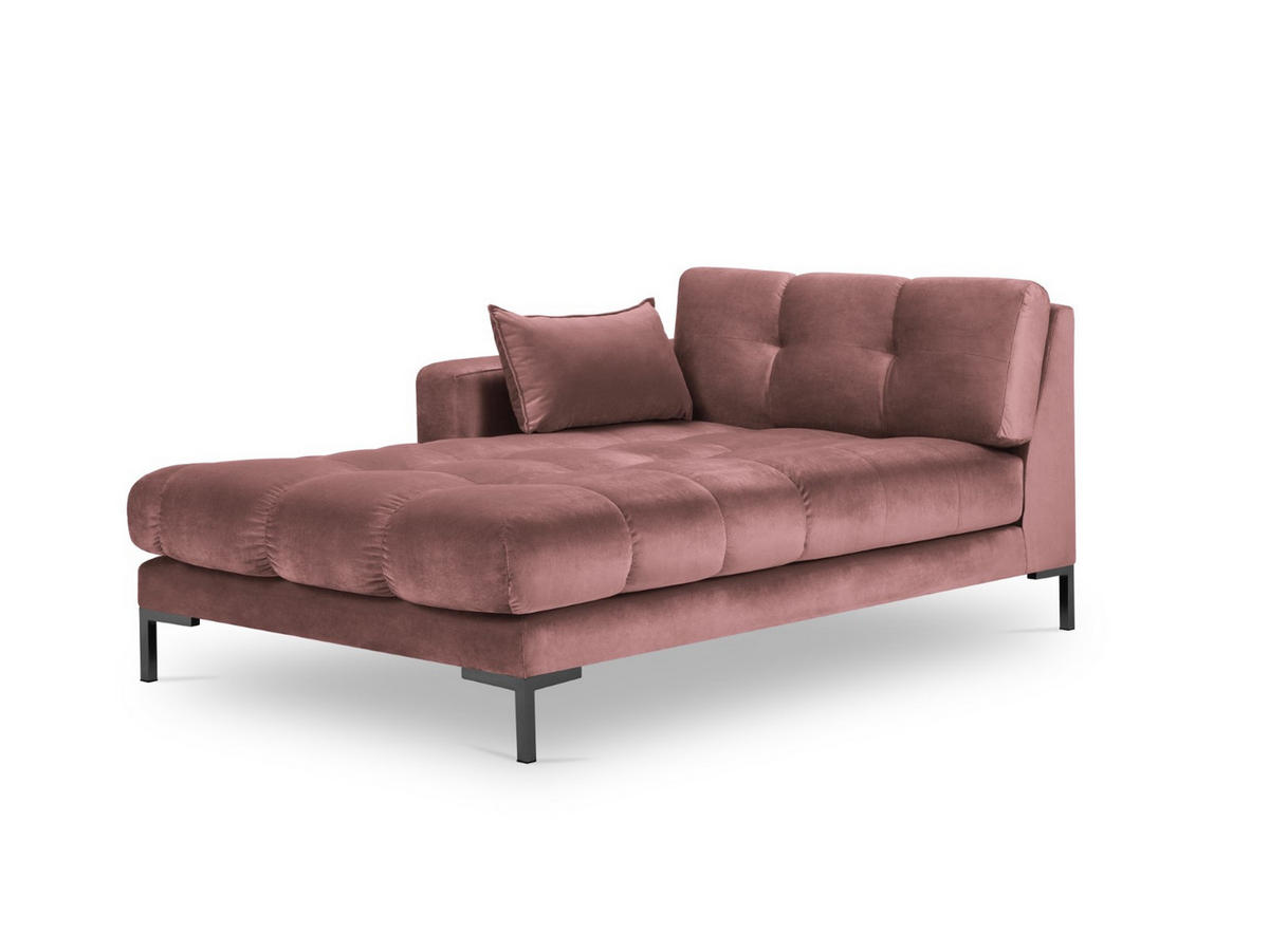 CHAISELONGUE links Mamaia aus Samt rosa - Pink, Textil (102/75/185cm) - Micadoni