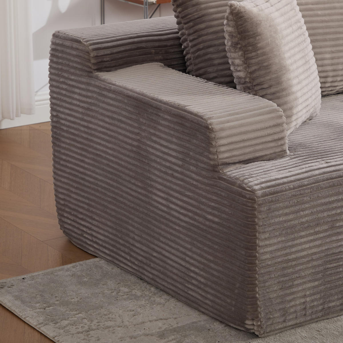 ECKSOFA 272/174/74.5 cm Grau mit rutschfestem Boden - Grau, Textil (174/74.5/272cm) - Oxeza