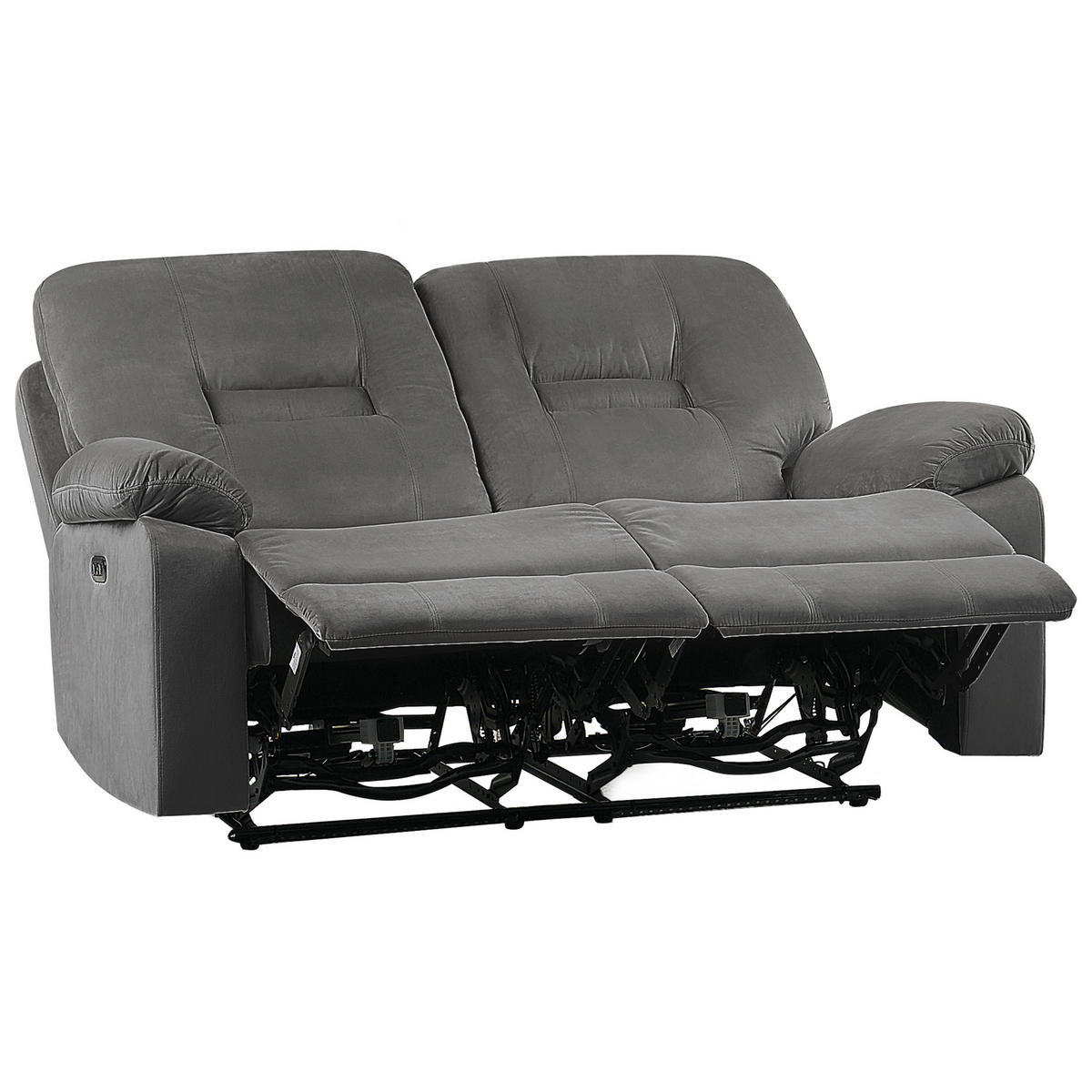2-SITZER-SOFA mit LED-Beleuchtung Samtstoff Dunkelgrau Bergen - Dunkelgrau, Textil (146/101/73cm) - Beliani
