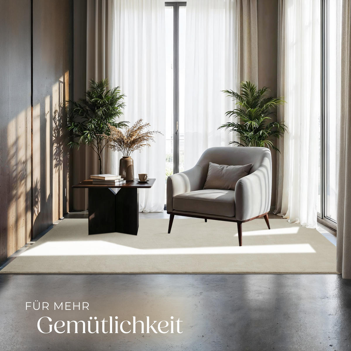 KURZFLORTEPPICH Soft Zone,rutschfeste Unterseite,creme - Creme, Kunststoff (170/120cm) - tectake