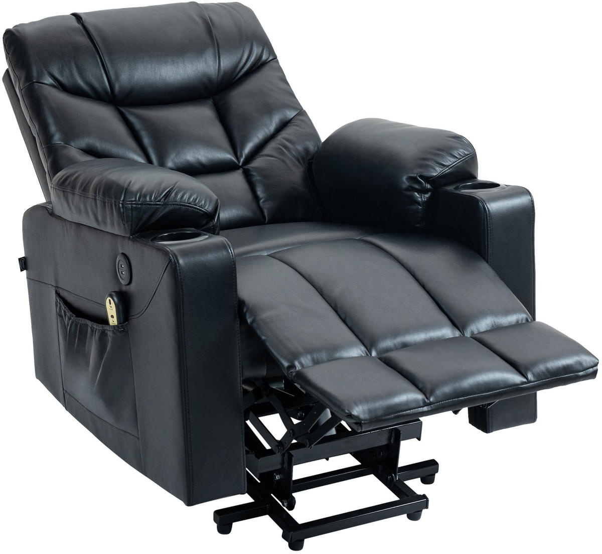 SESSEL Lederlook schwarz - Schwarz, Textil/Metall (84/104/95cm) - CLP
