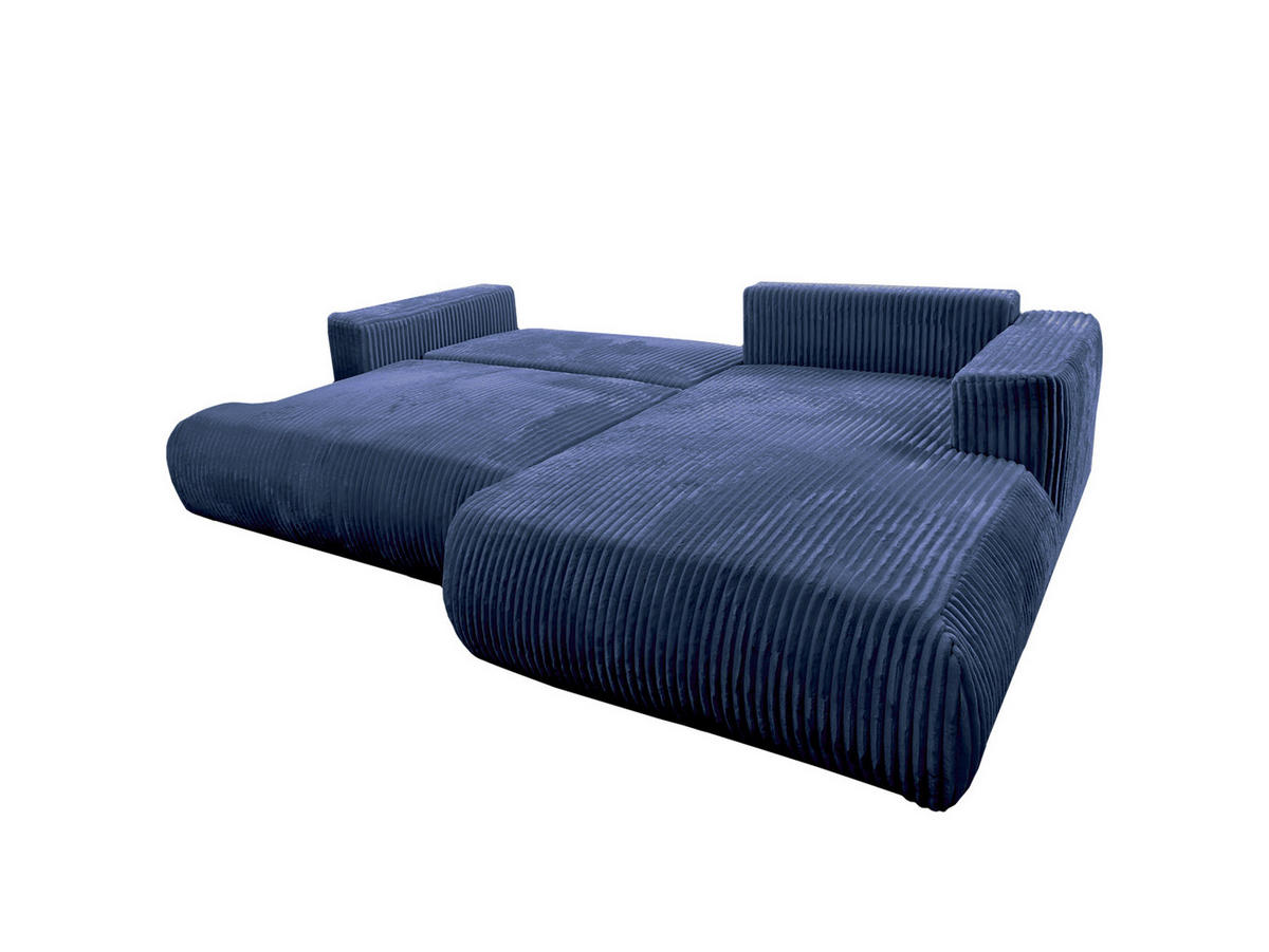 ECKSOFA Luna L rechts Dunkelblau aus Cord - Dunkelblau, Textil (271/195cm) - KS Home Concept