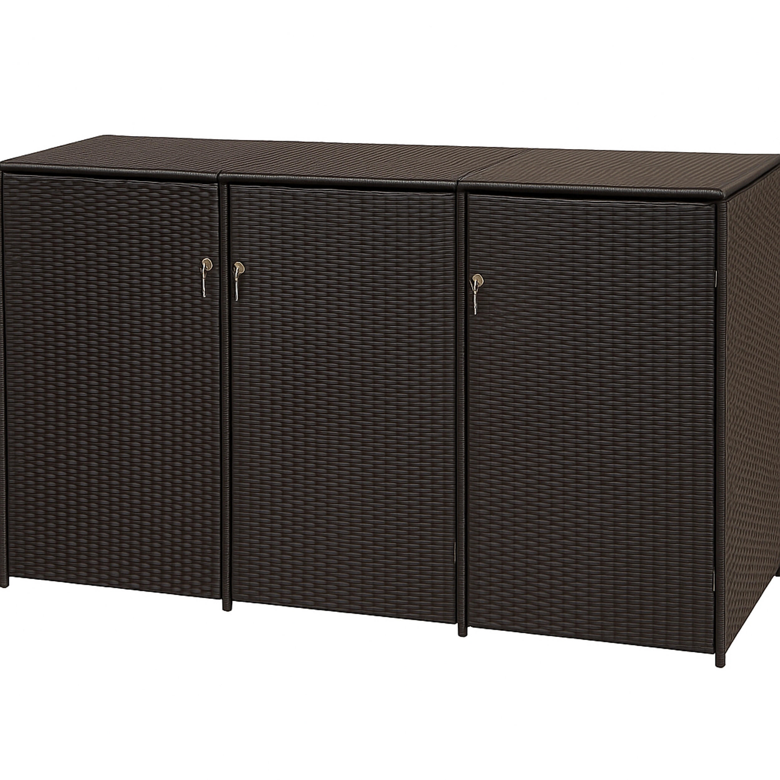 MÜLLTONNENBOX Belfast für 3 Tonnen bis 120L - Mülltonnenverkleidung aus Metall und Polyrattan mocca. BxTxH: 189x66x109 cm - Braun, Metall (189/109/66cm) - TPFGarden