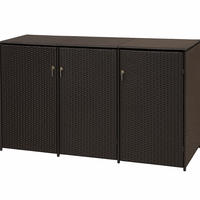 MÜLLTONNENBOX Belfast für 3 Tonnen bis 120L - Mülltonnenverkleidung aus Metall und Polyrattan mocca. BxTxH: 189x66x109 cm - Braun, Metall (189/109/66cm) - TPFGarden