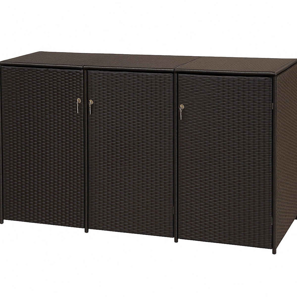 MÜLLTONNENBOX Belfast für 3 Tonnen bis 120L - Mülltonnenverkleidung aus Metall und Polyrattan mocca. BxTxH: 189x66x109 cm - Braun, Metall (189/109/66cm) - TPFGarden
