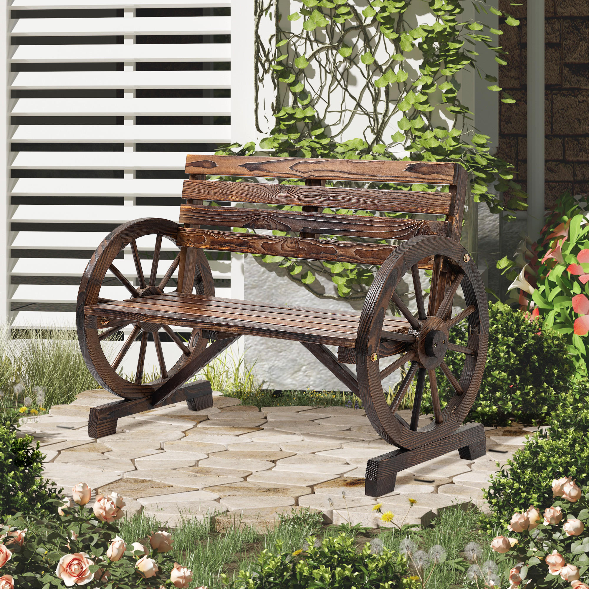 GARTENBANK, Tannenholz, Braun - Braun, Holz (105.5/79/56cm) - Outsunny