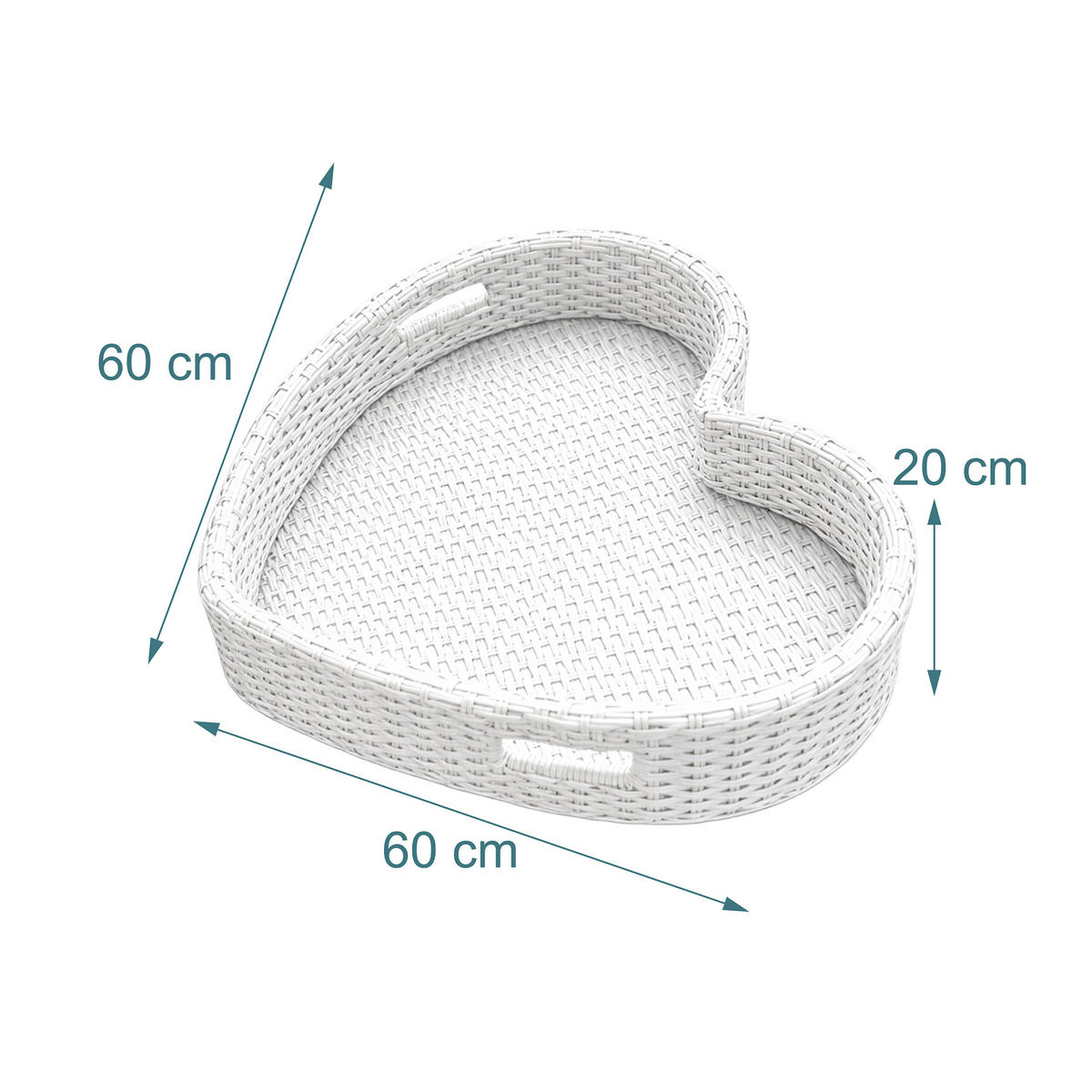 SERVERINGSBRICKA Vit flytande för pool hjärtform PE rotting 60x60 cm - Vit, Textil/Metall (60/20/60cm) - Relaxdays