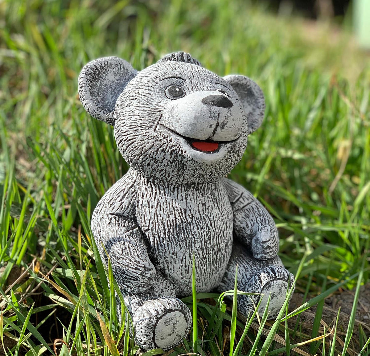 STEINFIGUR Teddy Bruno, Frostfest massiver Steinguss - Grau, Stein (15/20/15cm) - stoneandstyle