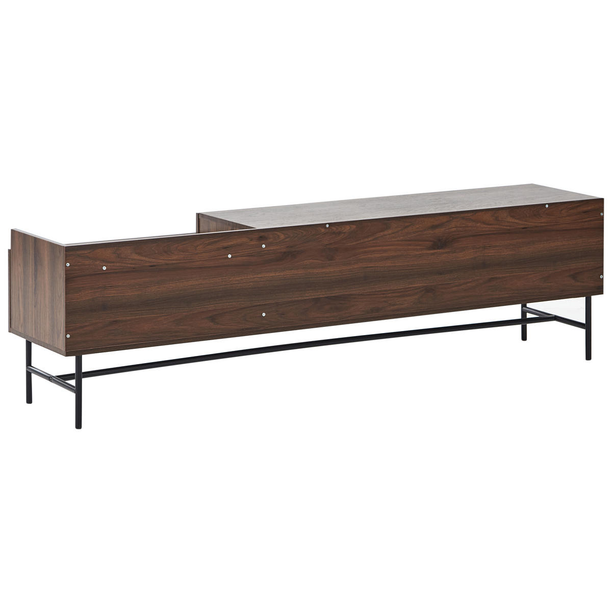 TV-MÖBEL Dunkler Holzfarbton/Schwarz Lismore - Dunkelbraun/Schwarz, Holzwerkstoff (180/50/40cm) - Beliani