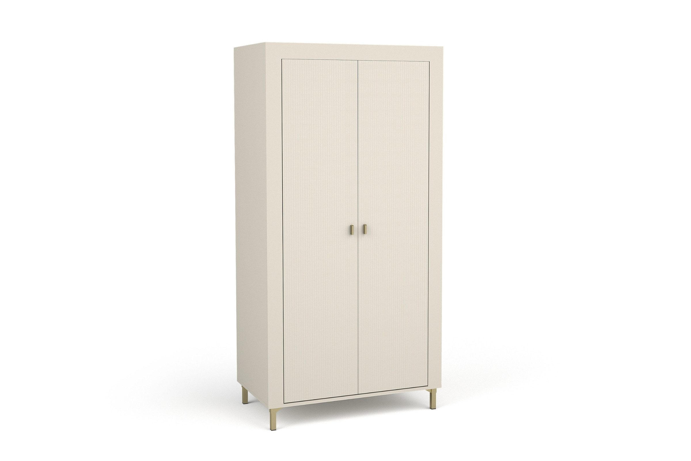 KLEIDERSCHRANK MONI 01 in Kaschmir / Eiche Whiskey matt 97/194/56 cm - Kaschmir, Holzwerkstoff (97/194/56cm) - Deine Möbel 24