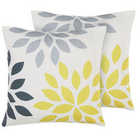 GARTENKISSEN 2er-Set Blättermotiv bunt 45/45 cm Riale - Multicolor, Textil (45/45cm) - Beliani