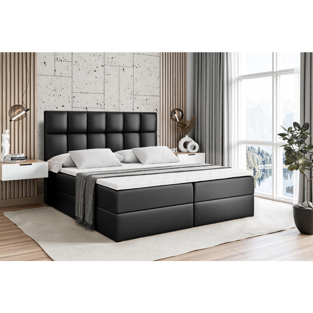 Thumbnail - Altdecor Boxbett, Schwarz Hochglanz, Holzwerkstoff, Höhe ca. 20 cm, 180x200 cm, Schlafzimmer, Betten, Boxspringbetten