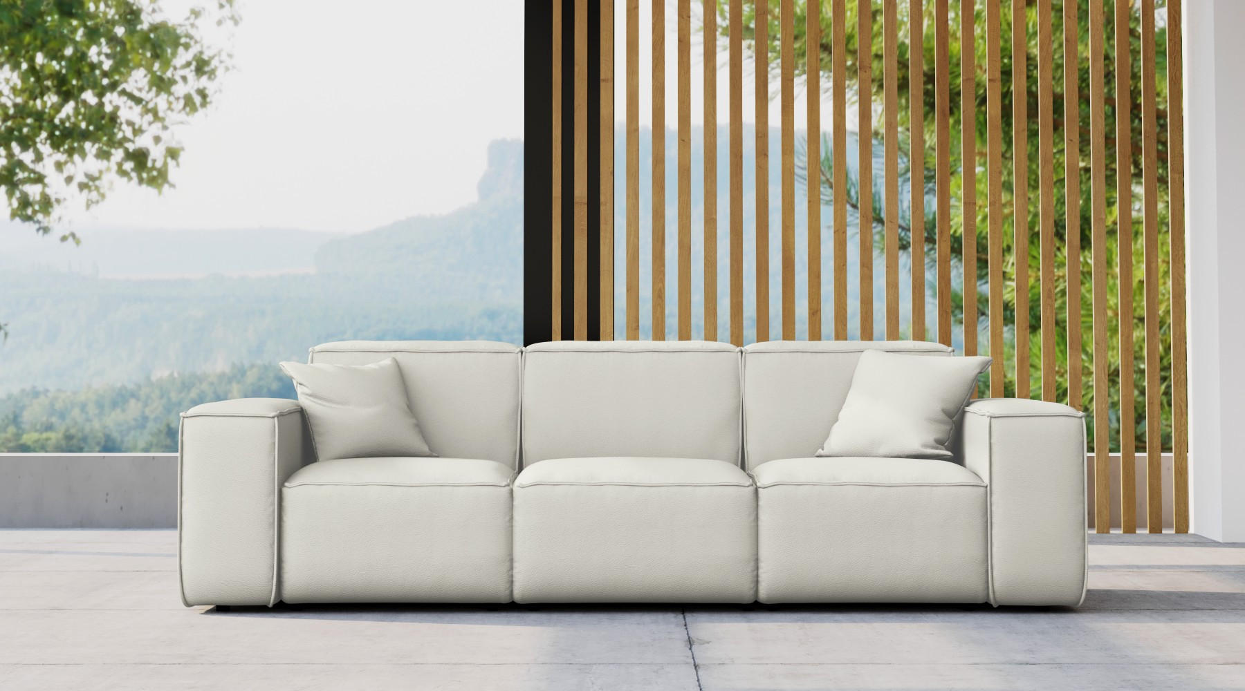 GARTENSOFA MALIBU 3 Sitzer Stoff Odyssey Creme - Creme, Holz (245/73/88cm) - Kaiser Möbel