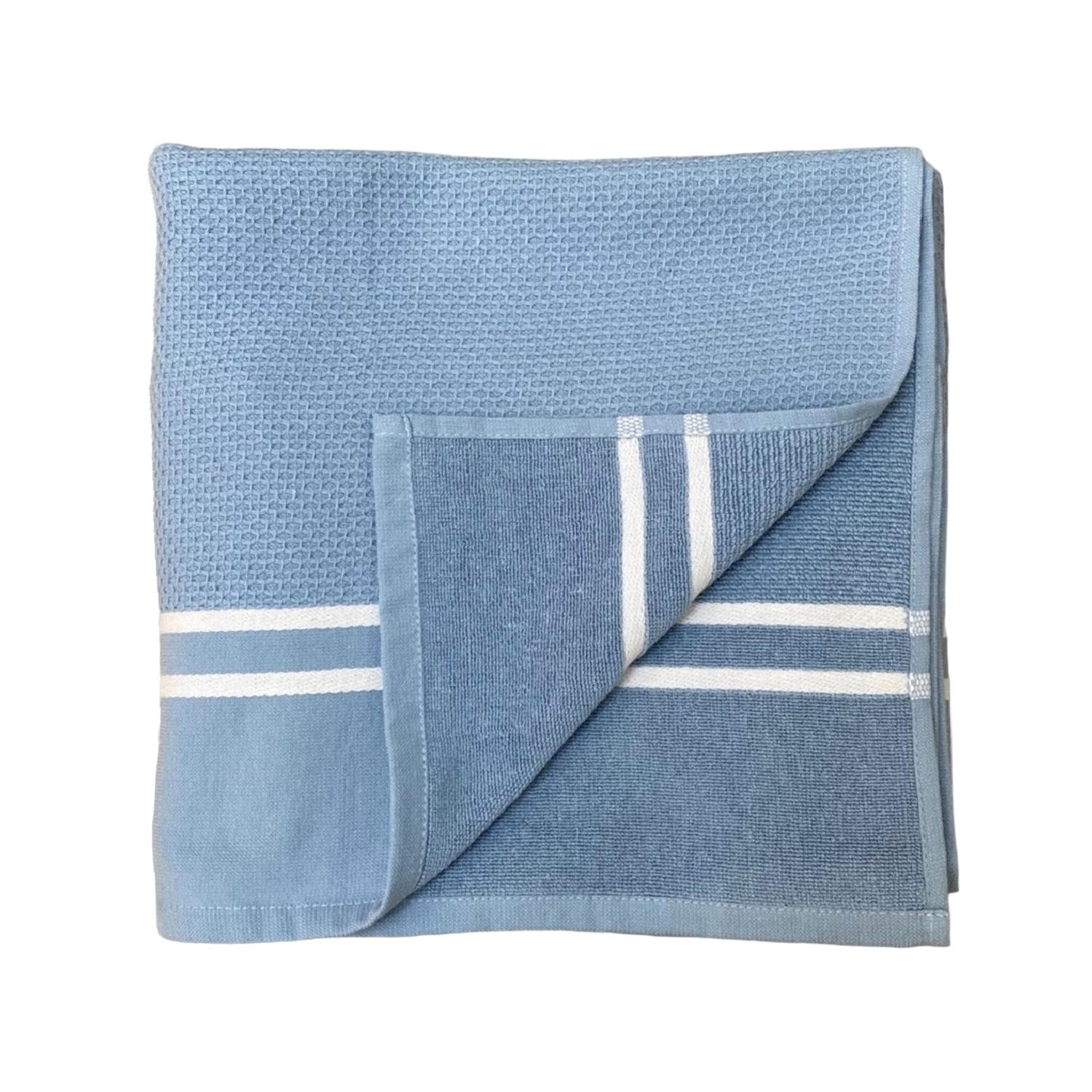 HAMAMTUCH mit Frotteefutter Waffle Grau Blau 90x170 355g/m² - Blau, Textil (90/170cm) - LE COMPTOIR DE LA PLAGE