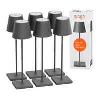 LED Akku-Tischlampe, Nuindie 3.0 6er-Set, graphitgrau - Grau, Metall (38/10/38cm) - Sigor