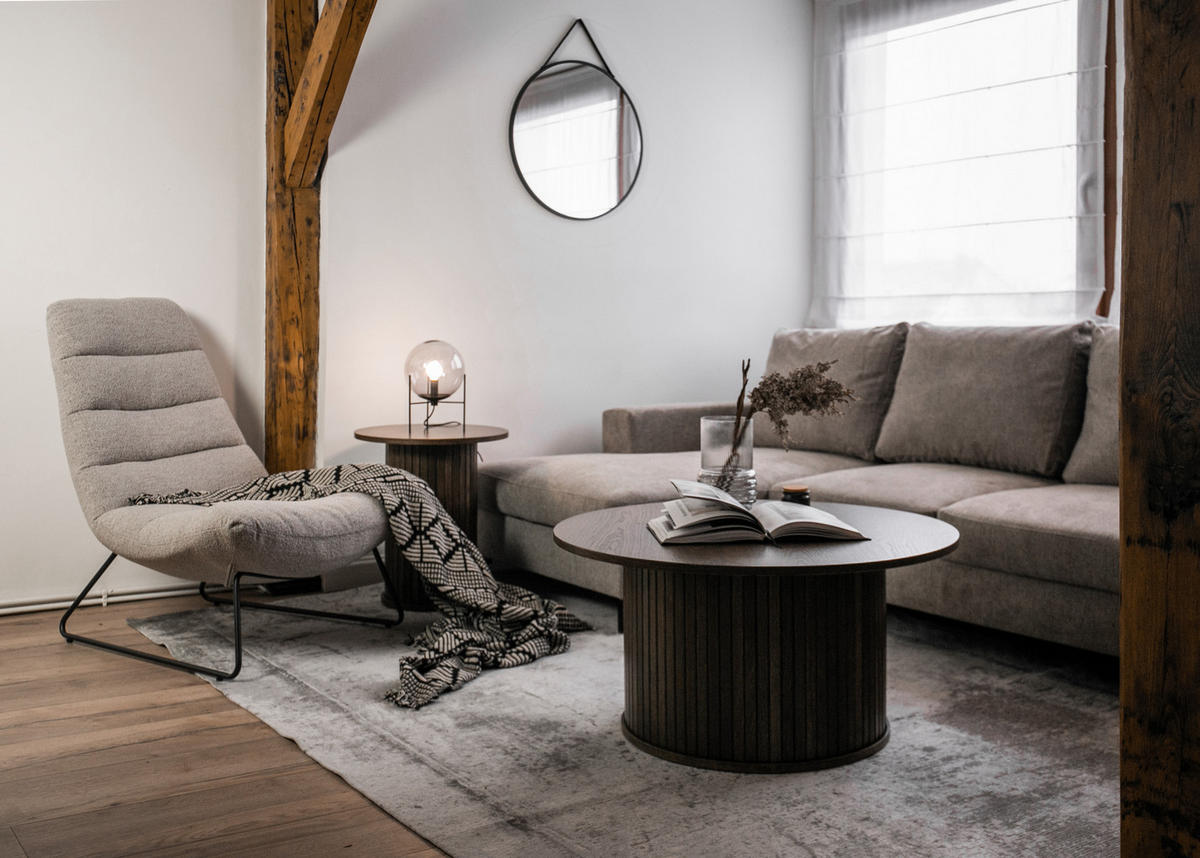 SESSEL Forgents mit Bouclé-Bezug in Beige - Beige/Schwarz, Textil/Metall (82.5/97/93cm) - Selsey