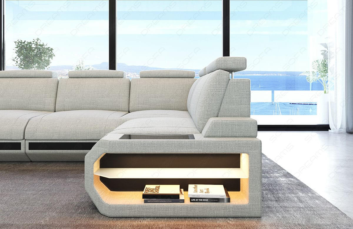 ECKSOFA Siena Elfenbein Schwarz Strukturstoff - Creme, Kunststoff (272/272cm)