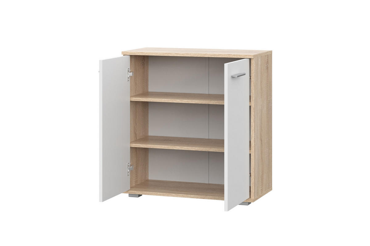 KOMMODE Sonoma Eiche, Weiß 69/74/34 - Weiß/Sonoma Eiche, Holzwerkstoff (69/74/34cm) - RAUMHIRSCH FURNITURE