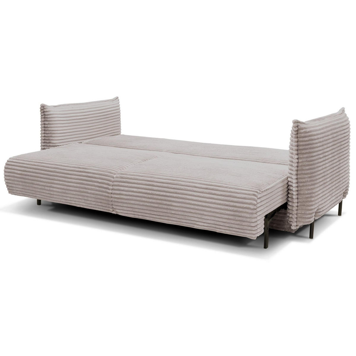 SOFA Amalfi Beige mit Schlaffunktion - Beige/Schwarz, Textil/Metall (226/90/105cm) - Selsey