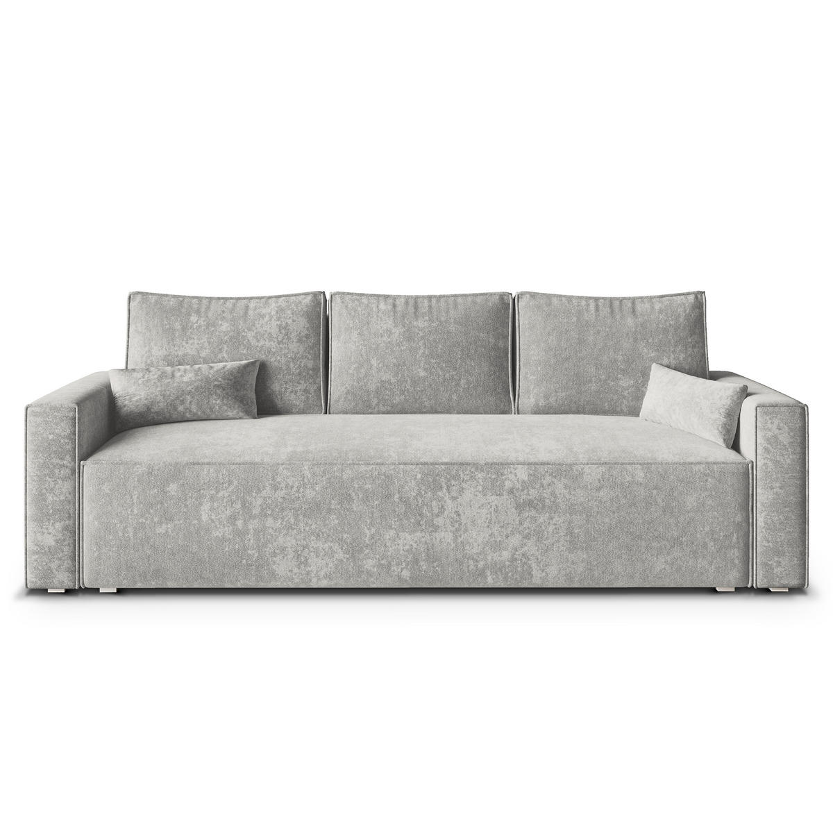 POHOVKA MENI, Ženylová látka LUMO, Světle šedá - šedá/světle šedá, kompozitní dřevo/textil (232/85/87cm) - MASSENO