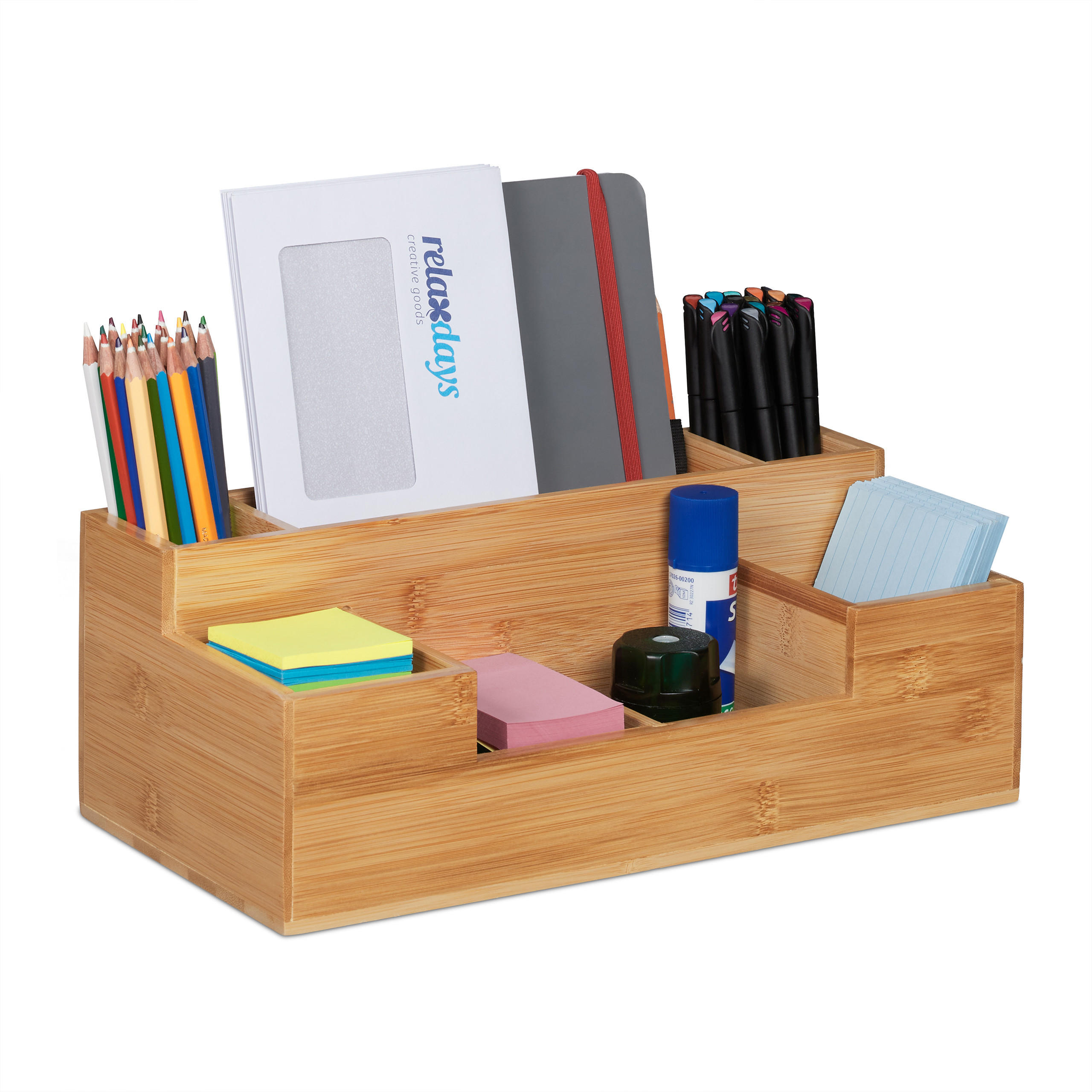 SCHREIBTISCH Organizer - Hellbraun, Holz (15/30/11cm) - Relaxdays