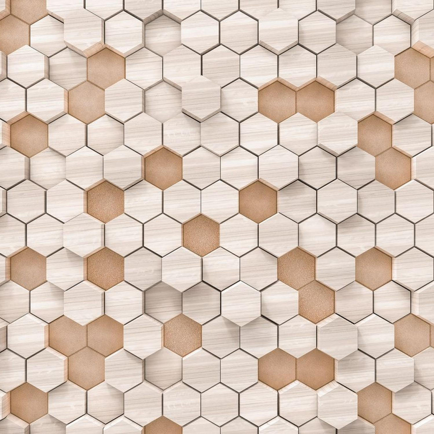FOTOTAPETE Hexagon 400 x 250 cm - Beige, Papier (400/250cm) - Sanders & Sanders