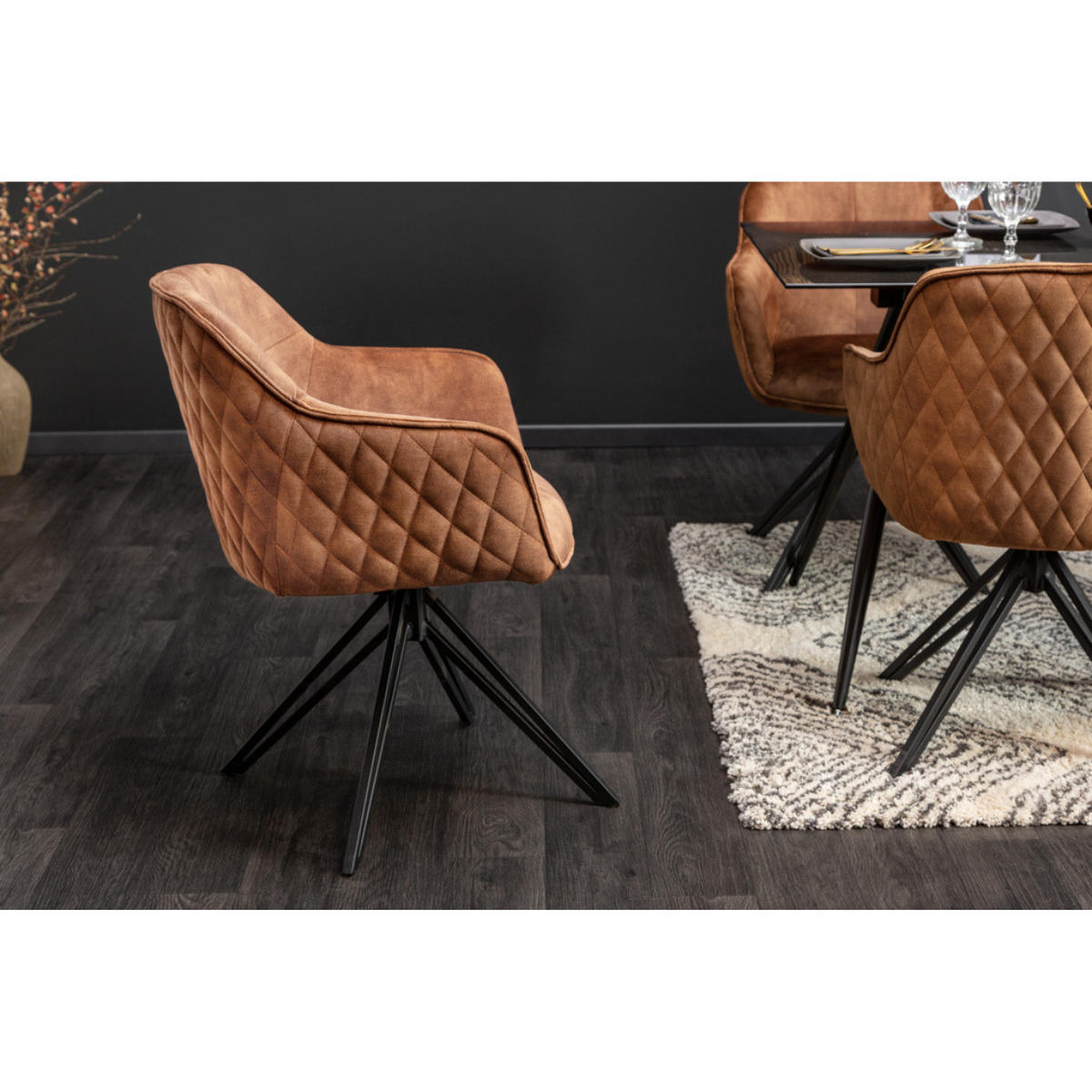 STUHL EUPHORIA Samt Rost Braun, Schwarz - Braun, Textil (58/82/60cm) - riess-ambiente