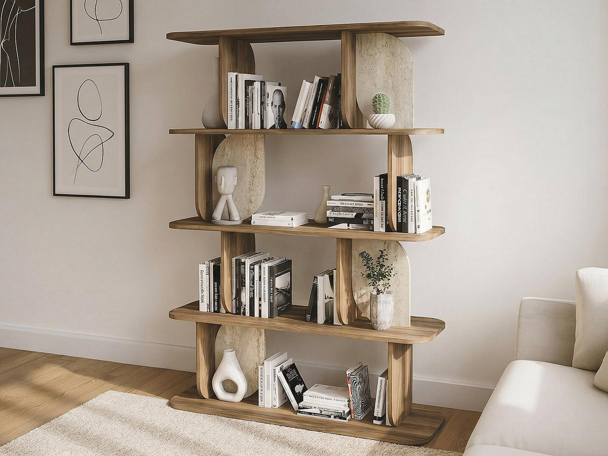 REGAL - 120 cm x 40 cm - holz - naturfarben dunkel, beige Neleria - Beige/Naturfarben, Holz (120/160.5/40cm) - Vente-Unique